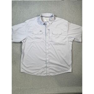 Poncho Outdoors Mens XXL Blue Grid Pearl Snap Short Sleeve Western Fishing Shirt